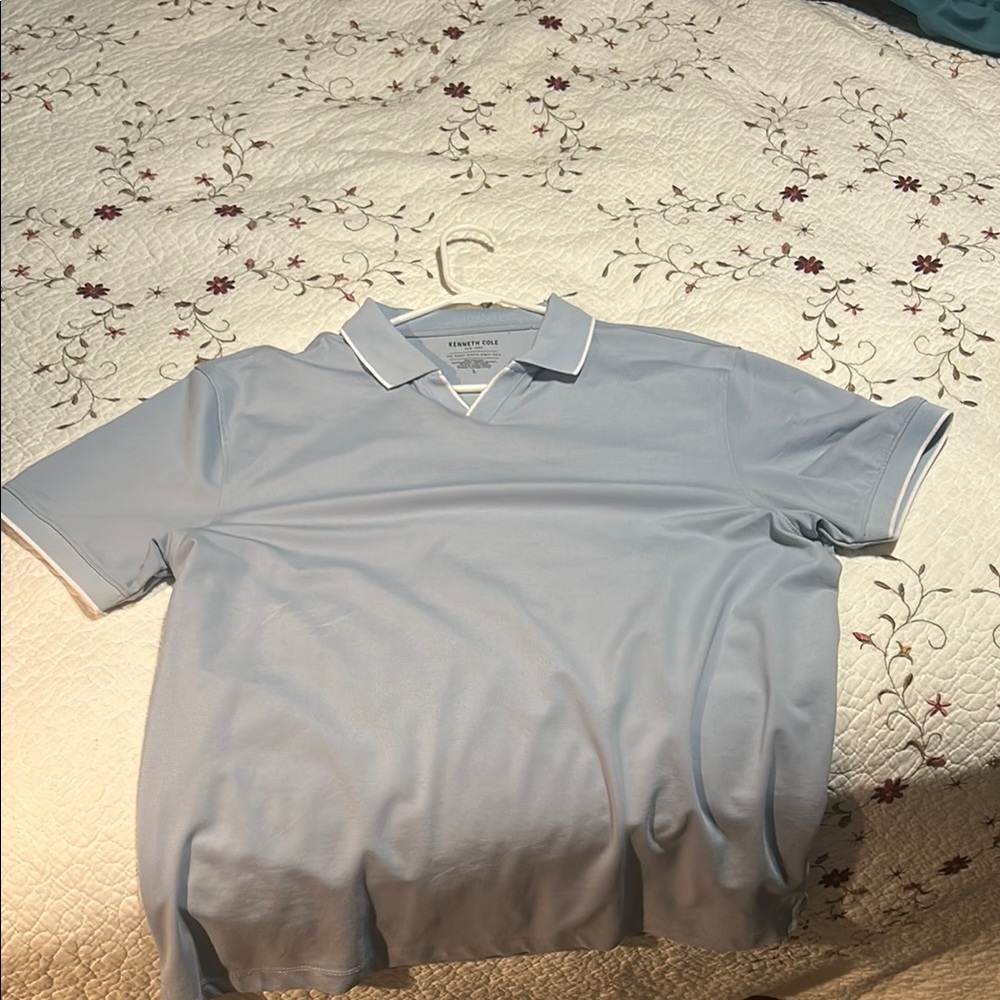 Kenneth Cole New York Blue Polo Shirt Classic Knit